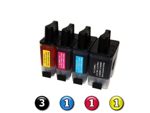 6 Pack Combo Compatible Brother LC47 (3BK/1C/1M/1Y) ink cartridges